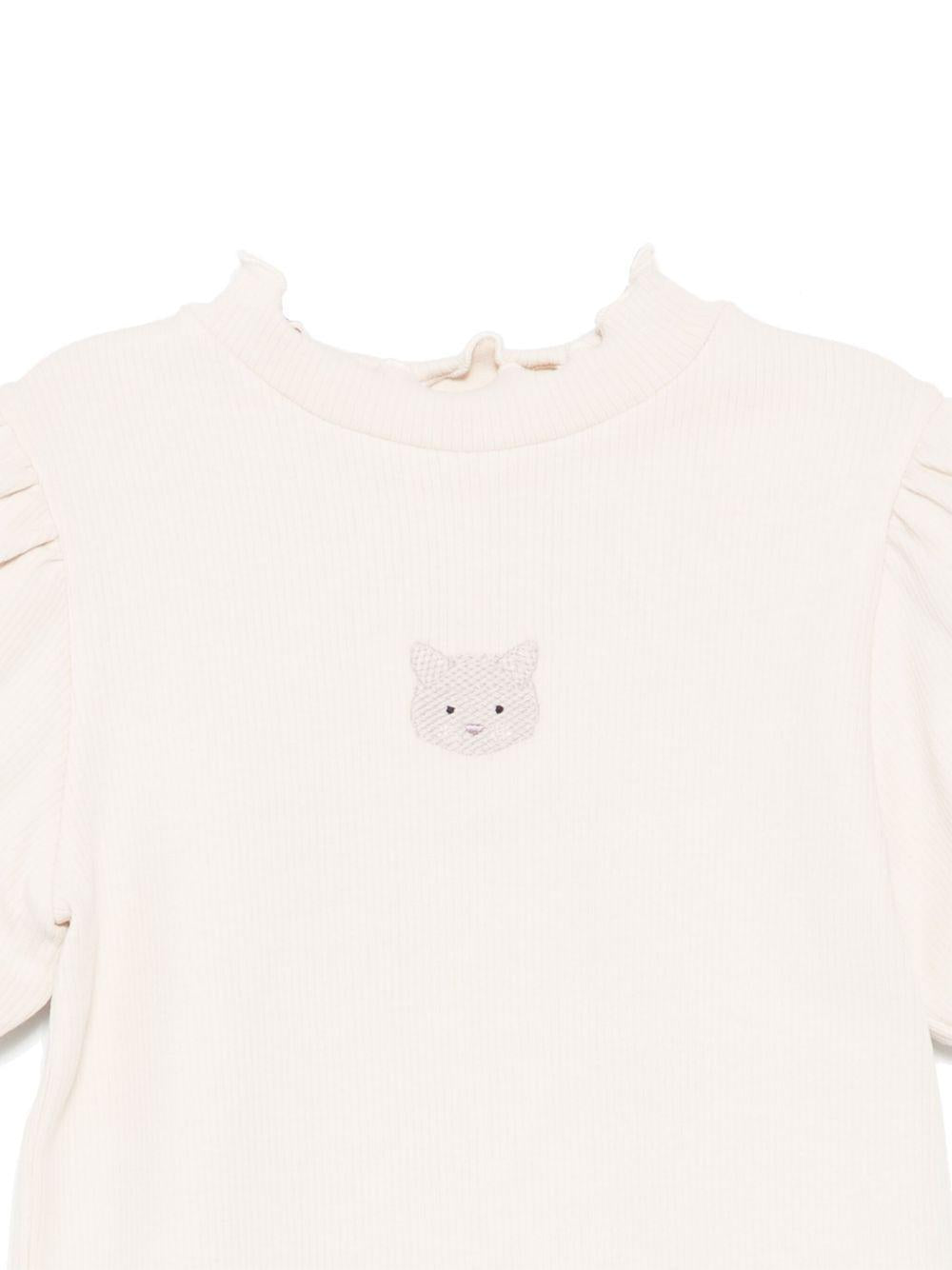 T-shirt per bambina Donsje Nowien beige con motivo con ricamo - Rubino Kids