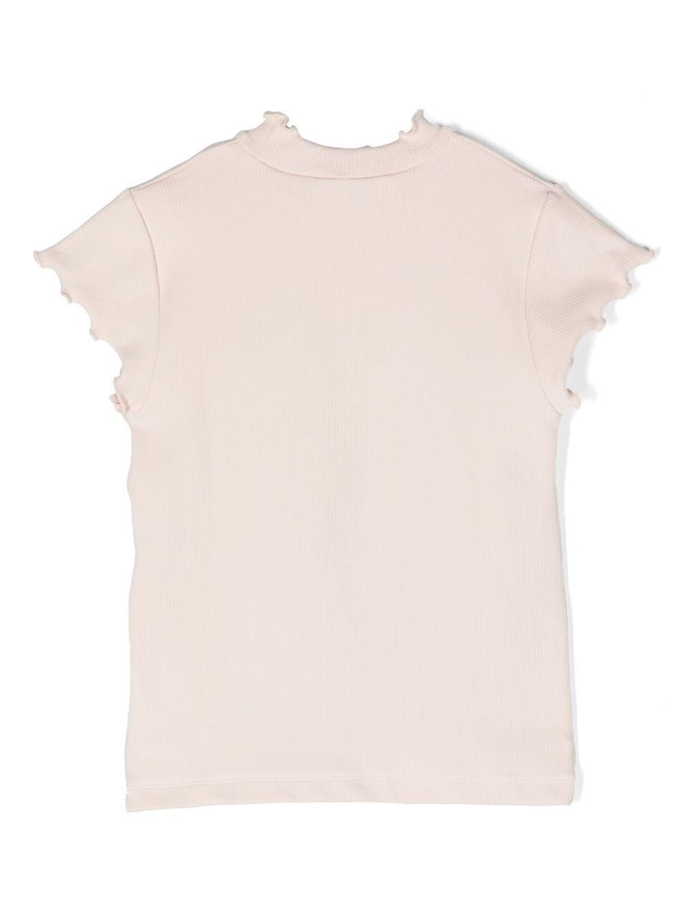 T-shirt per bambina Donsje rosa cipria a coste - Rubino Kids