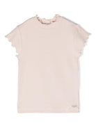T-shirt per bambina Donsje rosa cipria a coste - Rubino Kids