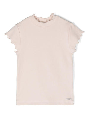 Donsje powder pink ribbed T-shirt for girls