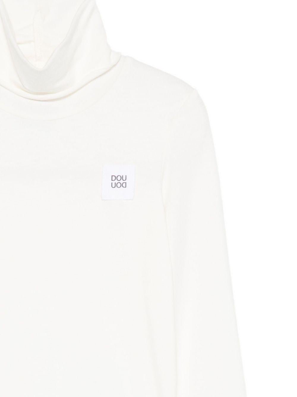 T-shirt per bambina Douuod Kids bianca con toppa con logo - Rubino Kids