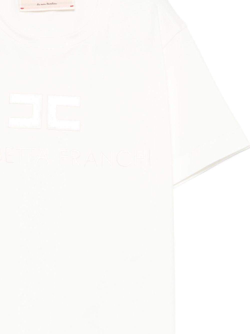 T-shirt per bambina Elisabetta Franchi La Mia Bambina avorio con logo - Rubino Kids