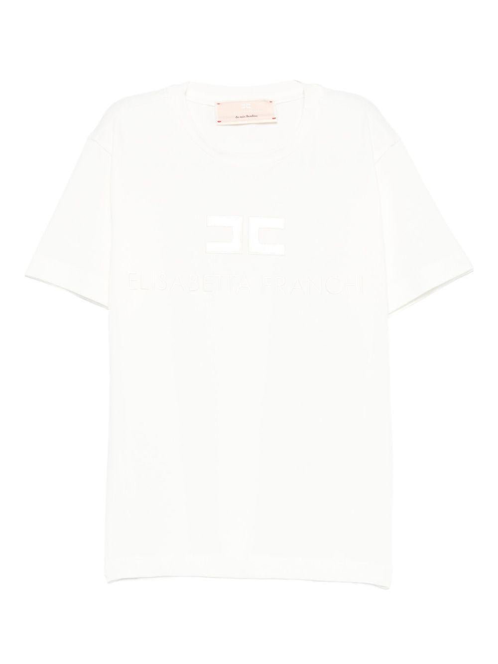 T-shirt per bambina Elisabetta Franchi La Mia Bambina avorio con logo - Rubino Kids