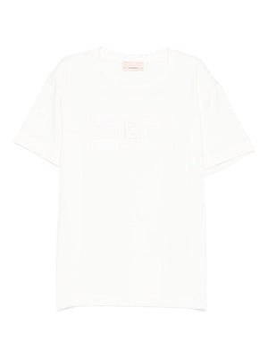 Elisabetta Franchi La Mia Bambina white cotton T-shirt with logo for girls