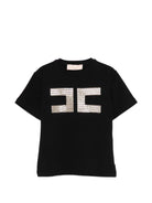 T-shirt per bambina Elisabetta Franchi La Mia bambina nera con paillettes - Rubino Kids