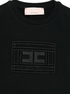 T-shirt per bambina Elisabetta Franchi La Mia Bambina nero con logo ricamato - Rubino Kids