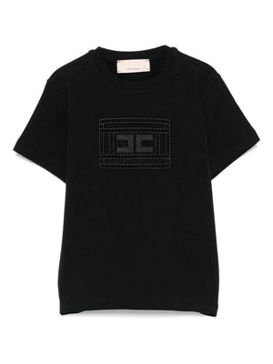 T-shirt per bambina Elisabetta Franchi La Mia Bambina nero con logo ricamato