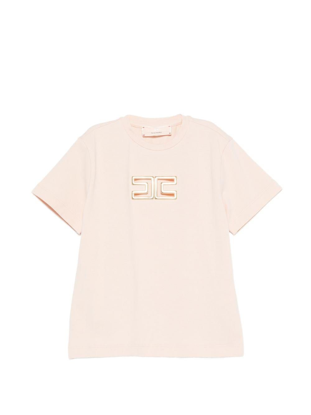 T-shirt per bambina Elisabetta Franchi La Mia Bambina rosa con dettaglio logo - Rubino Kids