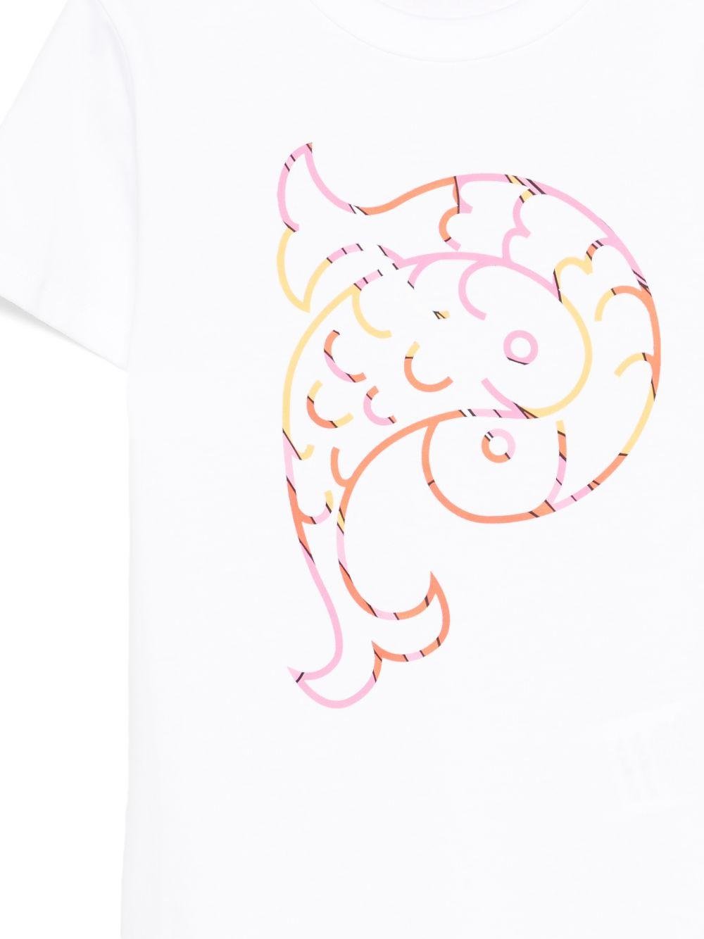 T-shirt per bambina Emilio Pucci Junior bianca con stampa grafica - Rubino Kids