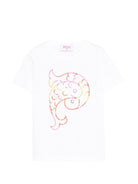 T-shirt per bambina Emilio Pucci Junior bianca con stampa grafica - Rubino Kids