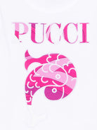 T-shirt per bambina Emilio Pucci Junior bianca con stampa grafica - Rubino Kids