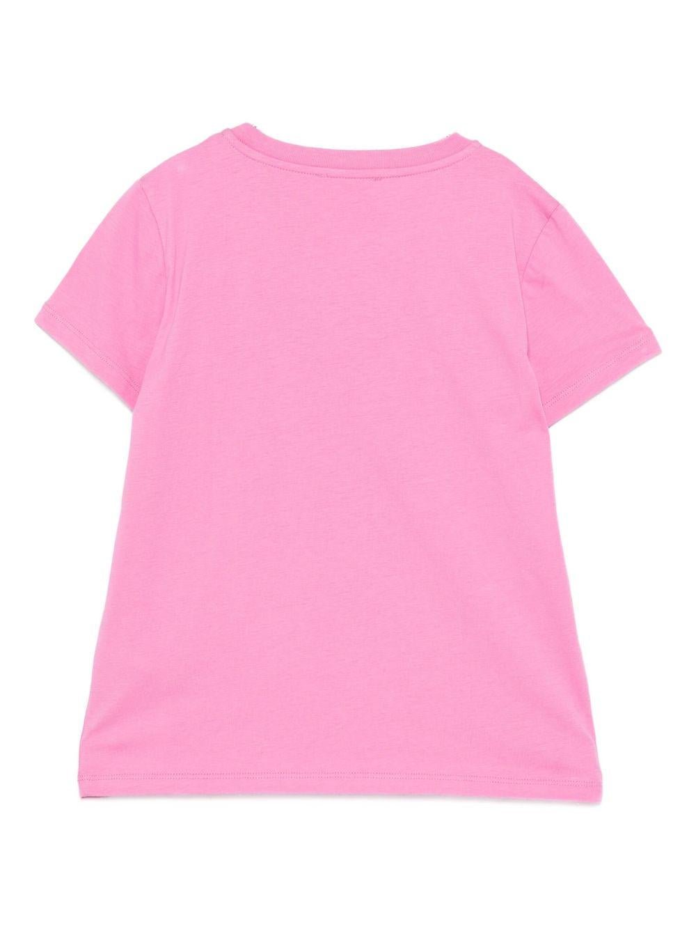 T-shirt per bambina Emilio Pucci Junior rosa con logo sul davanti - Rubino Kids