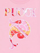 T-shirt per bambina Emilio Pucci Junior rosa con stampa grafica - Rubino Kids
