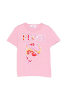 T-shirt per bambina Emilio Pucci Junior rosa con stampa grafica - Rubino Kids