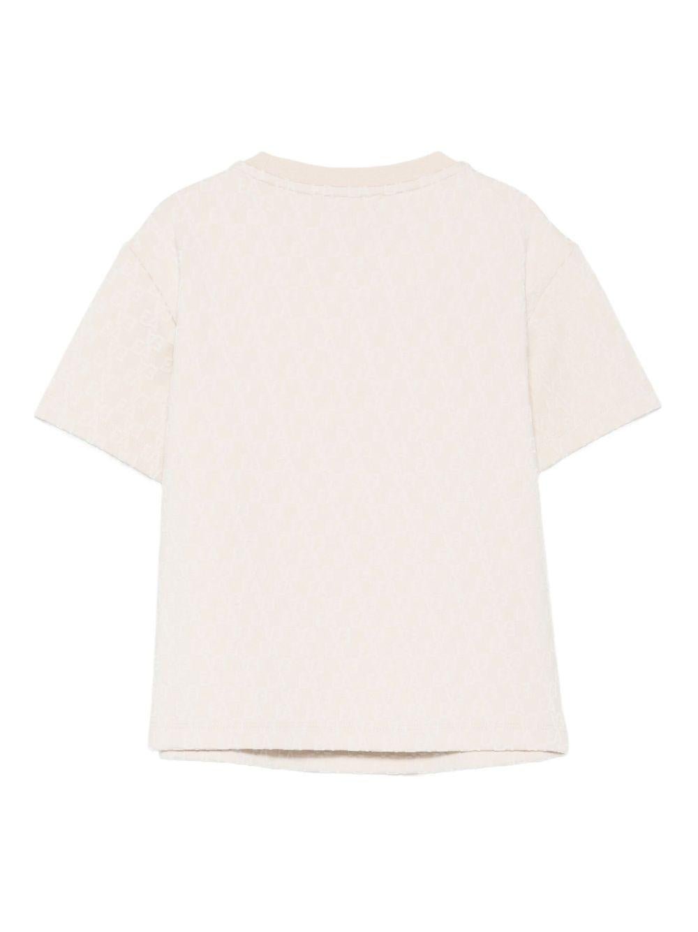 T-shirt per bambina Emporio Armani Kids beige con finitura in rilievo - Rubino Kids