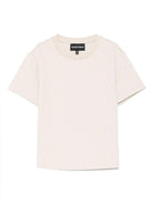 T-shirt per bambina Emporio Armani Kids beige con finitura in rilievo - Rubino Kids