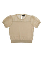 T-shirt per bambina Emporio Armani Kids beige con maniche corte a sbuffo - Rubino Kids