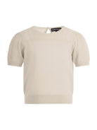T-shirt per bambina Emporio Armani Kids beige con maniche corte a sbuffo - Rubino Kids