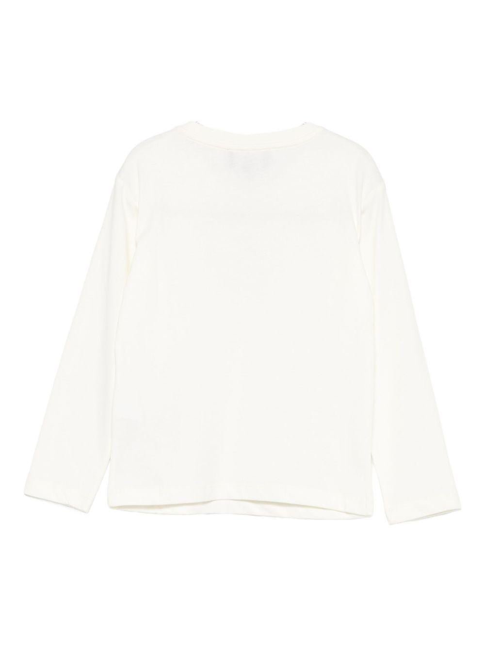 T-shirt per bambina Emporio Armani Kids bianco con ruches - Rubino Kids