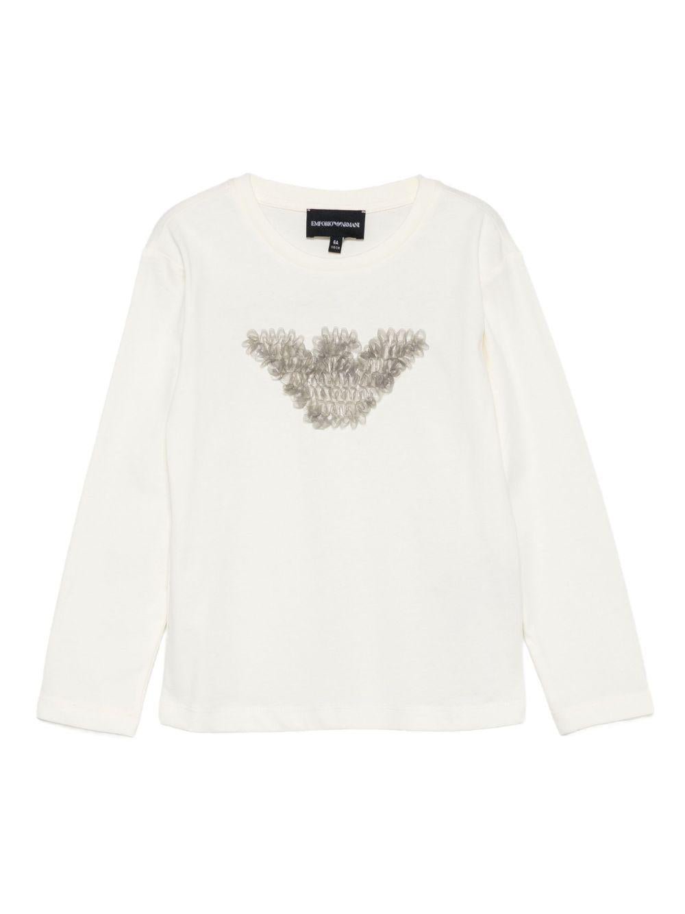 T-shirt per bambina Emporio Armani Kids bianco con ruches - Rubino Kids