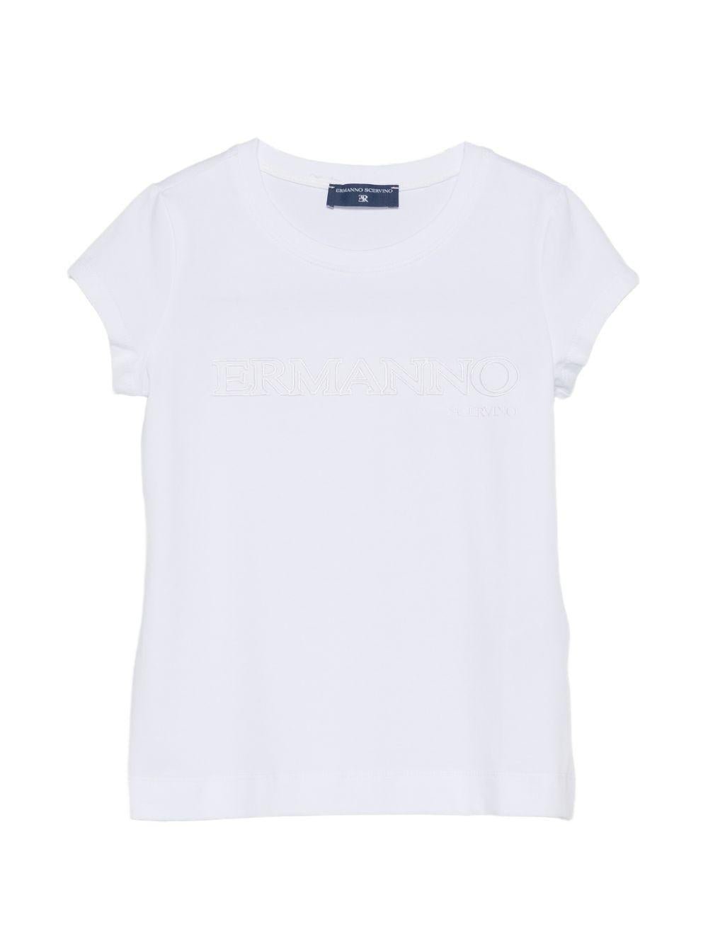 T-shirt per bambina Ermanno Scervino Junior bianca con logo sul davanti - Rubino Kids