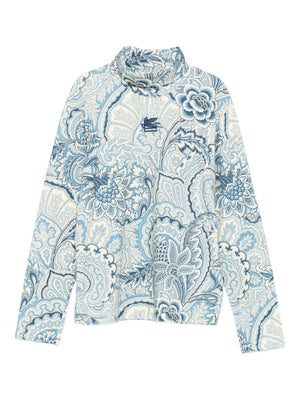 T-shirt per bambina Etro Kids azzurro con motivo paisley