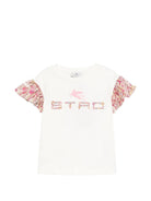 T-shirt per bambina Etro Kids beige con stampa floreale - Rubino Kids