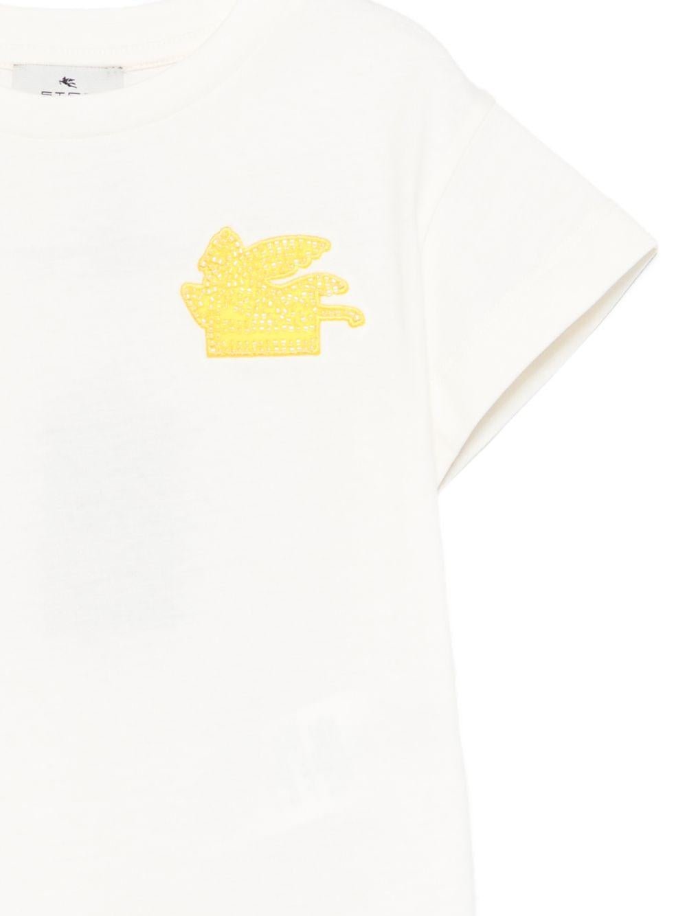 T-shirt per bambina Etro Kids bianca con logo applicato - Rubino Kids