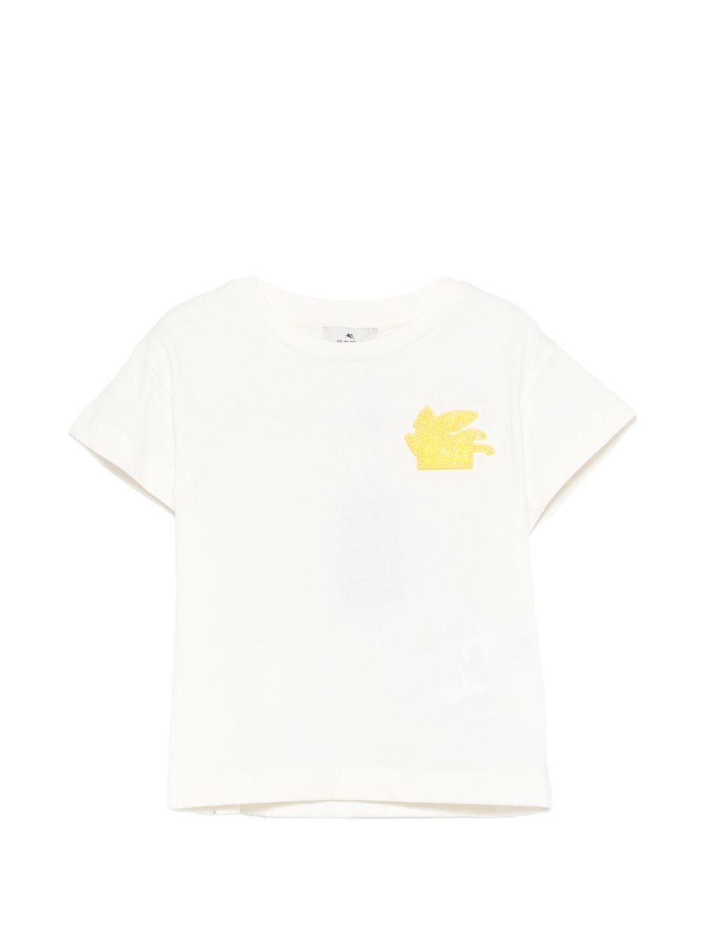 T-shirt per bambina Etro Kids bianca con logo applicato - Rubino Kids