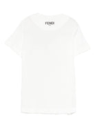 T-shirt per bambina Fendi Kids bianca con dettaglio fiocco stampato - Rubino Kids