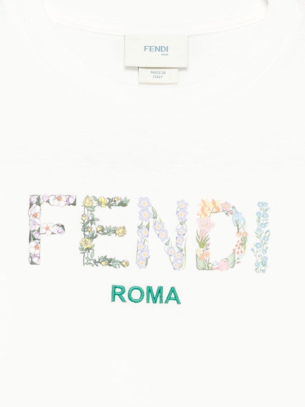 T-shirt per bambina Fendi Kids bianca con logo - Rubino Kids