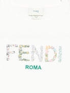 T-shirt per bambina Fendi Kids bianca con logo - Rubino Kids