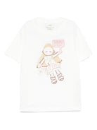 T-shirt per bambina Fendi Kids bianca con motivo bambola - Rubino Kids
