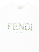 T-shirt per bambina Fendi Kids bianco con logo - Rubino Kids