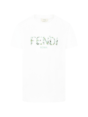T-shirt per bambina Fendi Kids bianco con logo