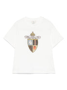 T-shirt per bambina Fendi Kids bianco con logo - Rubino Kids