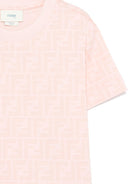 T-shirt per bambina Fendi Kids rosa con stampa FF - Rubino Kids