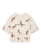 T-shirt per bambina Givenchy Kids beige con stampa leopardi - Rubino Kids