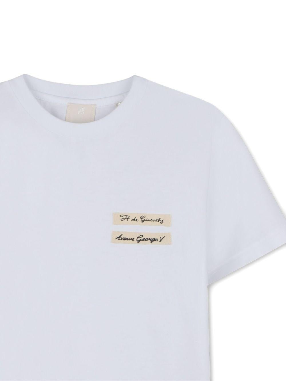 T-shirt per bambina Givenchy Kids bianca con logo sul davanti - Rubino Kids