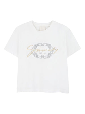 T-shirt per bambina Givenchy Kids bianca con ricamo con logo