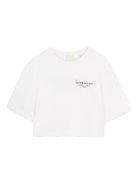 T-shirt per bambina Givenchy Kids bianca con taglio crop - Rubino Kids