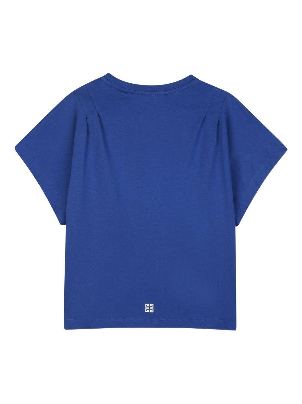 T-shirt per bambina Givenchy Kids blu con logo sul davanti - Rubino Kids