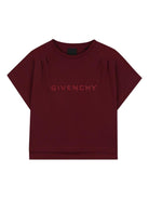 T-shirt per bambina Givenchy Kids borgogna con logo - Rubino Kids