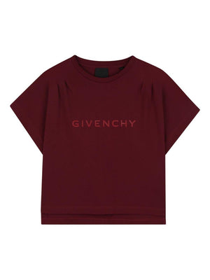 T-shirt per bambina Givenchy Kids borgogna con logo