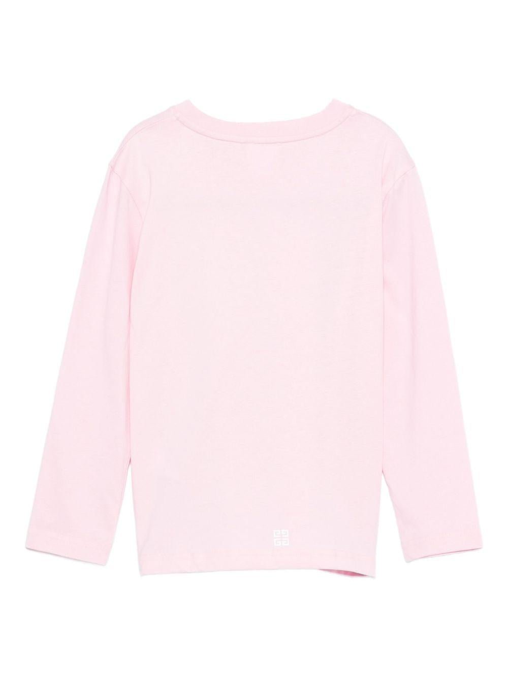 T-shirt per bambina Givenchy Kids rosa con logo sul davanti - Rubino Kids