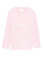 T-shirt per bambina Givenchy Kids rosa con logo sul davanti - Rubino Kids