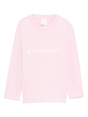 T-shirt per bambina Givenchy Kids rosa con logo sul davanti