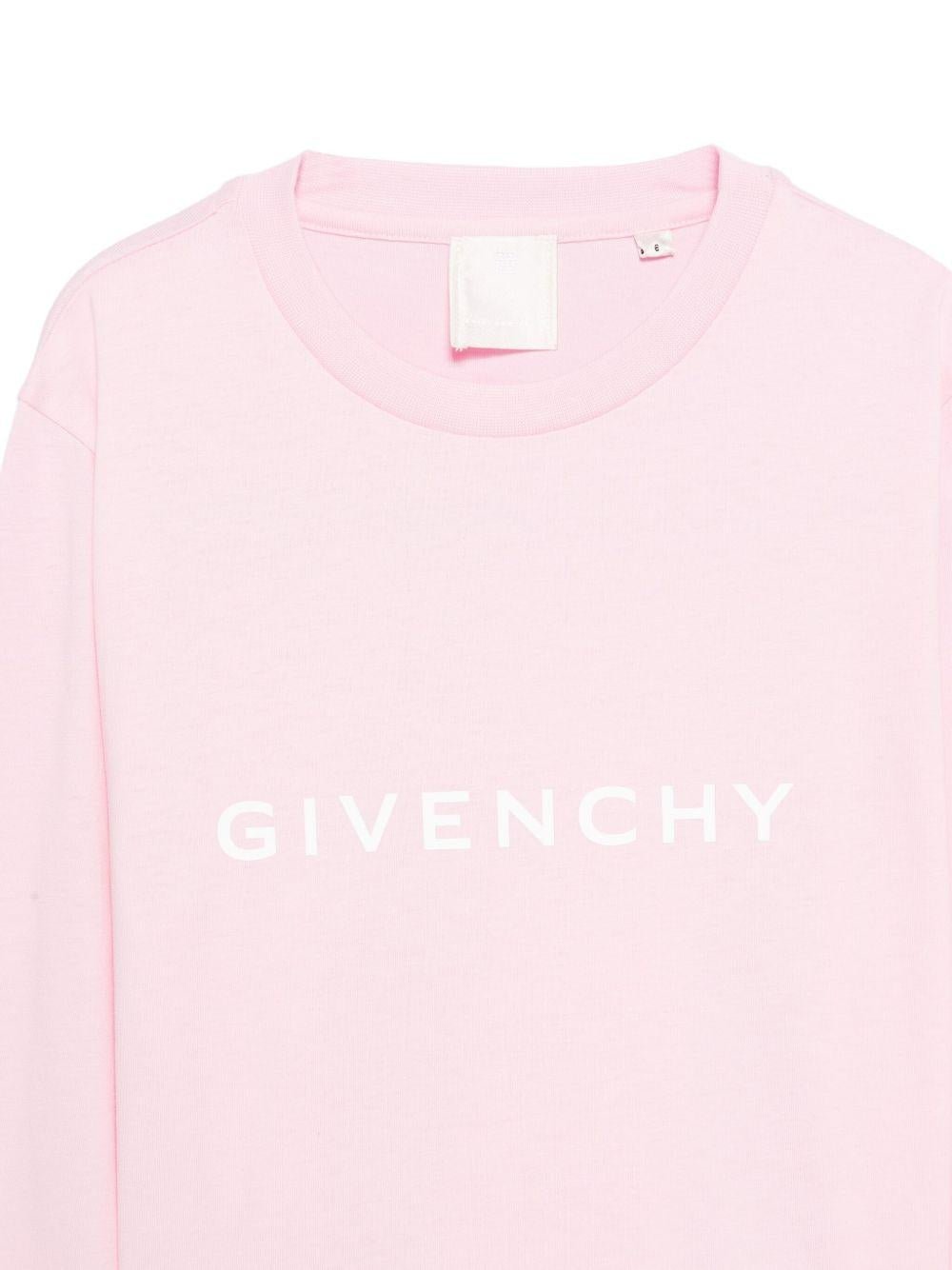T-shirt per bambina Givenchy Kids rosa con logo sul davanti - Rubino Kids