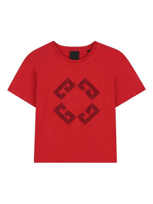 T-shirt per bambina Givenchy Kids rosso con ricamo logo