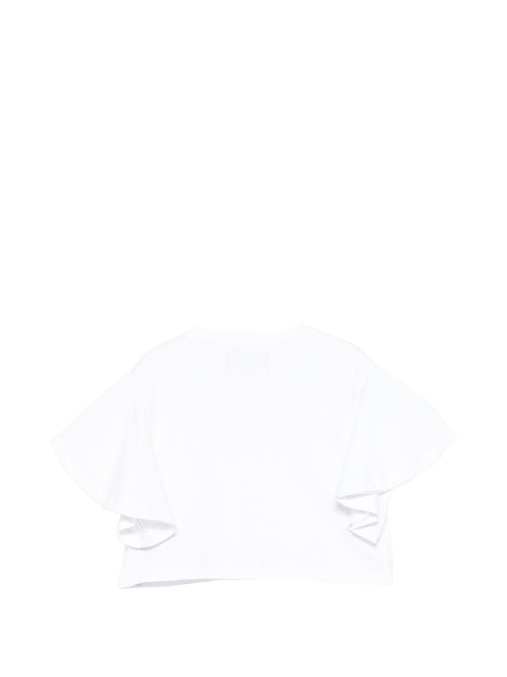 T-shirt per bambina John Richmond Junior bianca con ruches - Rubino Kids